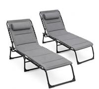 Pincho Chaise longue pliante rembourrée avec coussin cervical, 3 positions, structure métallique