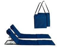 Pincho Matelas de plage, pliable, portable, avec dossier réglable et appuie-tête, sac de rangement (Bleu marine x 2)