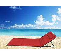Pincho Tapis de Plage Pliable Portable avec Dossier réglable et Appui-tête 158x56cm Poche de Rangement Voyage Pique-Nique (Rouge)