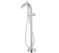 PINCHU Cascade Robinet de Baignoire Ilot, Monocommande Baignoire Ilot avec Douchette, Autoportante Mitigeur de Douche Au Sol, Rotation à 360°, Convient Salles de Bains, aux Hôtels