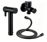 PINCHU Kit Douchette WC, Douchette Toilette avec Pression d'eau Réglable, Kit Douchette Wc Mural avec Robinet d'angle, Flexible de Douche 1.2 m, Douche Hygiénique pour Toilettes