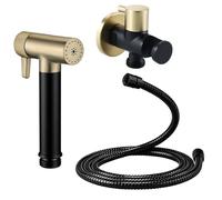 PINCHU Kit Douchette WC, Douchette Toilette avec Pression d'eau Réglable, Kit Douchette Wc Mural avec Robinet d'angle, Flexible de Douche 1.2 m, Douche Hygiénique pour Toilettes
