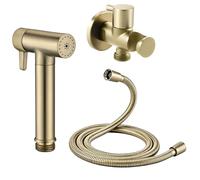 PINCHU Kit Douchette WC, Douchette Toilette avec Pression d'eau Réglable, Kit Douchette Wc Mural avec Robinet d'angle, Flexible de Douche 1.2 m, Douche Hygiénique pour Toilettes