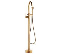 PINCHU Rétro Robinet de Baignoire Ilot avec Douchette, Monocommande Robinet de Baignoire sur Pied, Grand Débit Mitigeur de Baignoire Ilot, Rotation à 360° Laiton, aux Salles