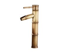 PINCHU Robinet Lavabo, Robinet Lavabo Mitigeur Salle de Bain Cascade en Laiton, Mitigeur Lavabo D'Eau Chaude et Froide, Robinet Salle Bain Bambou Retro, Design Durable