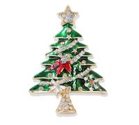 PINCHUAN Épingles de Noël pour femme - Broche arbre de Noël en strass - Broche sur le thème de Noël - Broche couronne de Noël pour femme - Accessoires de fête de Noël - Nouvel An, Laiton, Pas de gemme