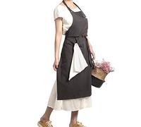 Pincy Tablier en coton et lin doux - Tablier rétro en lin - Tablier décontracté réglable avec serviette - Idéal pour fleuriste, café et cuisine, gris, XXL