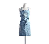 Pincy Tablier en jean unisexe réglable avec poches pour cuisine, Short Wathet Blue, XXL