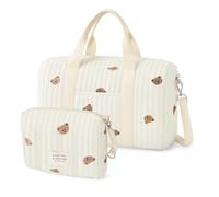 PinDaito Sac a Langer Bebe Grande, Sac Maternité Valise Maternité, Mom Bag en Coton Brodé, Idéal pour Accouchement à l’Hôpital, Voyage & Poussette