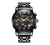PINDOWS Montre pour Hommes, Style Affaire, avec Diamants, Bracelet, à Quartz, analogique, de Luxe, étanche, Date Lumineuse, Bicolore, Bracelet en Acier Inoxydable, Mode Classique pour Hommes