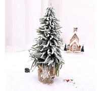 Pine Artificiel avec Un Sac de Jute de Toile de Toile de Jute Fence-fenêtre de décor de décoration de Noël, Mini-Sapin de Noël à Table de Neige, Petit Ree de Noël avec Effet Neige-Blanc 25x18cm (10x7