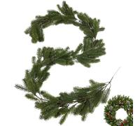 Pine Garland Real Touch - Christmas Winter Greenery, Lifelike Artificial Hanging Garland with Pinecones and Berries, Festive Welcome Decoration for Indoor Outdoor, Holiday Decor