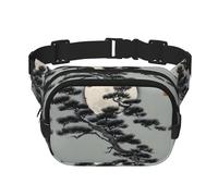Pine Tree Under the Moon Sac banane carré double couche avec sangle réglable pour activités de plein air, noir, taille unique, Noir , Taille unique