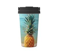 Pineapple by The Sea - Gobelet à café isotherme en acier inoxydable, anti-fuite, à double paroi, boissons chaudes et froides, 500 ml, parfait pour les déplacements, le bureau, la maison