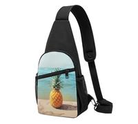 Pineapple by The Sea Sac de poitrine imprimé pour homme et femme, sac banane d'extérieur à bandoulière pour randonnée, sac de sport, Noir , Taille unique, Sac à dos décontracté