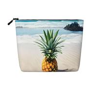 Pineapple by The Sea Trousse de maquillage à thème en chanvre imperméable pour voyage, usage quotidien et cadeaux (24,1 x 17 x 5,1 cm), Noir , Taille unique