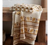 Pineapple Elephant INES Couvre-lit matelassé en Coton Motif Floral Jaune 130 x 170 cm