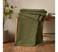 Pineapple Elephant Jaipur Plaid en Coton gaufré épais Vert Olive 150 x 200 cm
