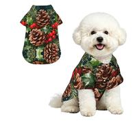 Pinecone Holly Berries M Chemise hawaïenne pour petits chiens - Tenue d'été mignonne pour la plage - Vêtement doux et respirant avec boutons
