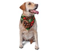 Pinecone Holly Berries Pet Bandana triangle réglable pour chats et chiens | Doux, respirant et confortable. Accessoire élégant. Facile à mettre et à enlever. Lavable en machine.
