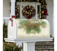 Pinecones Couverture magnétique pour boîte aux lettres de Noël rustique, aiguilles de pin rustique, feuilles de Noël, décoration de jardin, terrasse, 53,3 x 64,9 cm