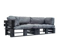 Pinède Ensemble de Canapé de Jardin Palette 2 pcs Coussins Gris Meuble vidaXL