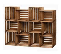 PINEEA Caisse à Vin en Bois Flammé Vintage 50x40x30cm - Caisses à Vin en Bois Vintage - Boîte à Vin en Bois - Caisses Décoratives en Bois - Caisses à Fruits Flammé - Caisse en Bois