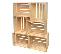 PINEEA Caisse à Vin en Bois Naturel Vintage 50x40x30cm - Boîte Décorative pour Fruits - Caisse Vintage