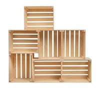 PINEEA Caisse à Vin en Bois Naturel Vintage 50x40x30cm - Caisses à Vin en Bois Vintage - Boîte à Vin en Bois - Caisses Décoratives en Bois - Caisses à Fruits Naturel - Caisse en Bois