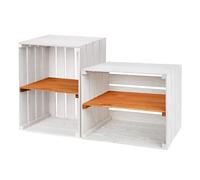 PINEEA Caisse en Bois - Grande étagère - Caisse à Fruits - Caisses à vin - 2 Pièces Décoration Vintage Blanc 50x40x30cm