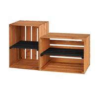 PINEEA Caisse en Bois - Grande étagère - Caisse à Fruits - Caisses à vin - 2 Pièces Décoration Vintage Flammée 50x40x30cm