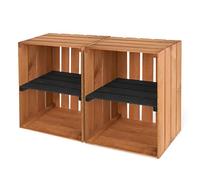 PINEEA Caisse en Bois - Grande étagère - Caisse à Fruits - Caisses à vin - 2 Pièces Décoration Vintage Flammée 50x40x30cm