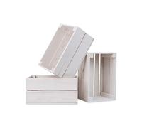 PINEEA Mini boîte en bois vintage blanche 30x20x15 - Boîtes à vin en bois vintage - Boîtes à fruits en bois - Boîtes à vin en bois - Boîtes en bois déco