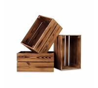 PINEEA Mini coffret vintage en bois flammé 30x20x15 - Coffrets à vin en bois vintage - Coffrets à fruits en bois - Coffrets à vin en bois - Coffrets déco en bois