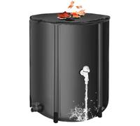Pineeseatile Baril de Pluie Pliable, Baril de Collecte d'eau Pluie 26 gallons résistant aux UV, Pliable avec Fermeture éclair à 2 Voies, Robinet et tiges Support pour Un Usage Quotidien à la Maison