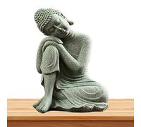 Pineeseatile Bouddha décor Statue de Bouddha Mini Bouddha Bouddah Ornement grès au Repos endormi Les Accessoires de Bouddha méditants pour Le Style de Jardin Zen 1