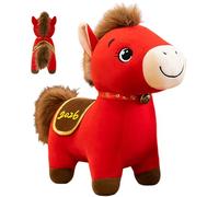 Pineeseatile Cheval en Peluche 9, 8 Pouces Cheval du Zodiaque Rouge Animal en Peluche pour Le Nouvel an Chinois Décorations de Table de Bureau à Domicile pour Un Usage Quotidien