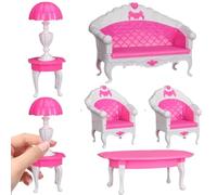 Pineeseatile Ensemble de Meubles de Maison poupée, Ensemble Meubles Maison poupée 6 pièces/canapé Miniature en Plastique, Accessoires Bricolage Miniatures Classiques Mignons pour Un Usage Quotidien