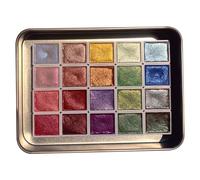 Pineeseatile Ensemble de peinture aquarelle métallique 20 couleurs 2, 3 ml boîte de peinture aquarelle pailletée palette nacrée fournitures d'art pour les étudiants en art professionnels, ensemble