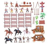 Pineeseatile Figurines amérindiennes, Jouets de Cowboys, Ensemble de Jeu Wild West avec modèles détaillés pour Jeu créatif et Construction scènes, Jouets Cowboys et Indiens