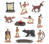 Pineeseatile Figurines amérindiennes Powhatan, 12 pièces, Ensemble de Figurines de décoration Indiennes amérindiennes pour Enfants, Projet Scolaire d'éducation Historique