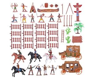 Pineeseatile Figurines Indiennes, Figurines amérindiennes, Jouets de Cowboys, Ensemble de Jeu Wild West avec modèles détaillés pour Jeu créatif et Construction scènes