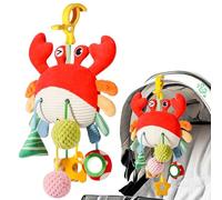 Pineeseatile Jouets de siège de Voiture, Jouets Suspendus en Spirale en Peluche pour bébé pour Poussette, Berceau, Bar, siège Voiture Mobile avec boîte à Musique - Forme Crabe, bébé 0 à 6 Mois