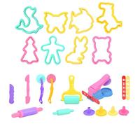 Pineeseatile Outils de pâte à, 30 pièces/Ensemble d'accessoires de pâte à, Outils pour Enfants avec moules Forme, Rouleau et extrudeuse pour Un Plaisir créatif