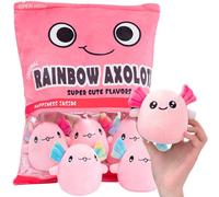 Pineeseatile Peluche Axolotl Bleue, Oreiller Kawaii, Sac à collation Doux et Confortable, Jouet en Peluche Axolotl, Peluches Kawaii Amovibles avec Fermeture éclair, Animal en pour Enfants, Style 2