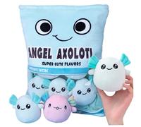 Pineeseatile Peluche Axolotl Bleue, Oreiller Kawaii, Sac à collation Doux et Confortable, Jouet en Peluche Axolotl, Peluches Kawaii Amovibles avec Fermeture éclair, Animal en pour Enfants, Bleu