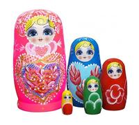 Pineeseatile Poupées Russes, Ensemble de 5 poupées Russes Matryoshka - Motif Coeur, poupée gigogne en Bois de 4, 33 Pouces pour Enfants, Souvenirs et, pour Enfants