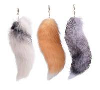 Pineeseatile Queue de Renard Therian, 3 pièces Queue de Therian, Renard 15, 8 Pouces Long avec Fermoir, Porte-clés Doux et Moelleux d'halloween, queues suspendues pour Femmes Adultes, queues