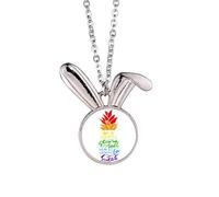 PineFruit LGBT Collier avec pendentif en forme de lapin avec citation du drapeau arc-en-ciel