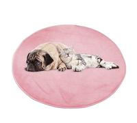 ping bu Grand lit pour chien, tapis pour animaux de compagnie, rond en peluche douce et chaude, tapis antidérapant pour chat d'intérieur apaisant, tapis de sol lavable pour chien (160 x 160 cm, rose)